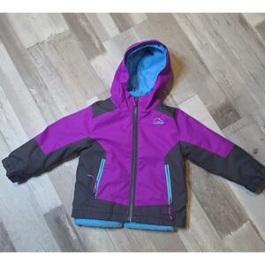 LL BEAN Girls 2T 3 in 1 Hooded Coat Jacket Purple Black Teal Winter coat